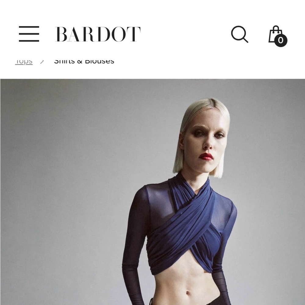 Rare Chocolate Bardot Wrap Blouse - L